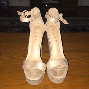 Nude platform heels